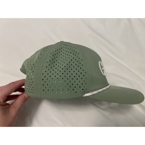 1764 Vented Pink and Green Embroidered Golf Hat Adjustable - Picture 5 of 8